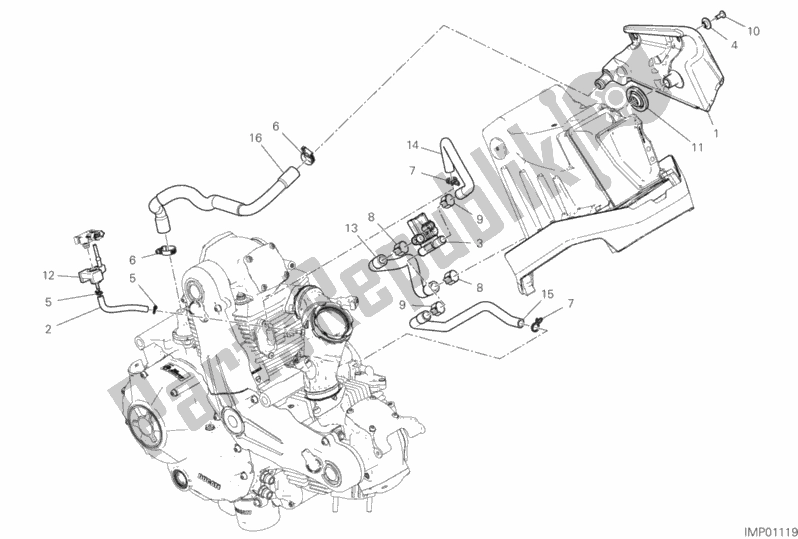 All parts for the Secondary Air System of the Ducati Scrambler 1100 Sport Thailand USA 2019